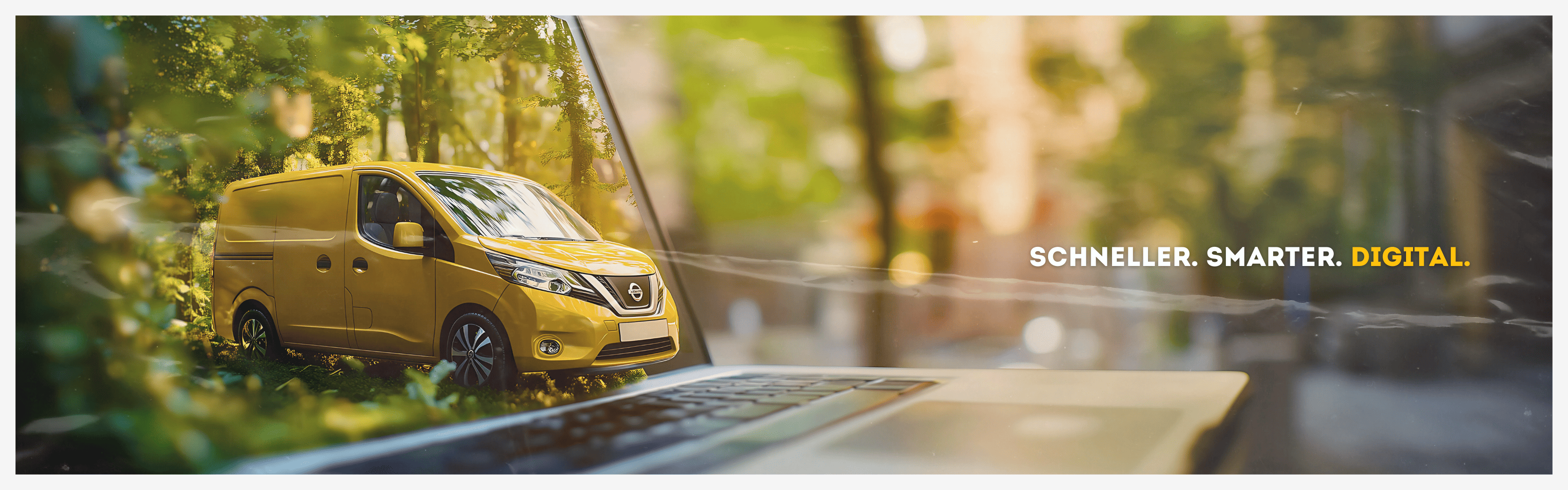 Titelbild Brief365 – Auto, das aus einem Computer kommt, symbolisiert moderne Technologie und digitale Lösungen